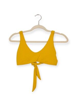 Robin Piccone Bikini Top S Yellow Ava Scoop Neck Swim Top
